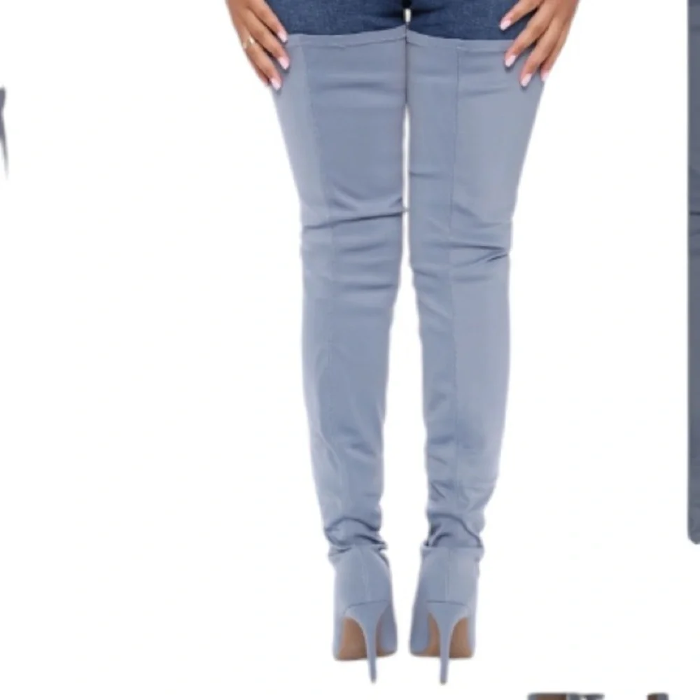 FASHION NOVA Keyana Thigh High Boot Light Blue size various